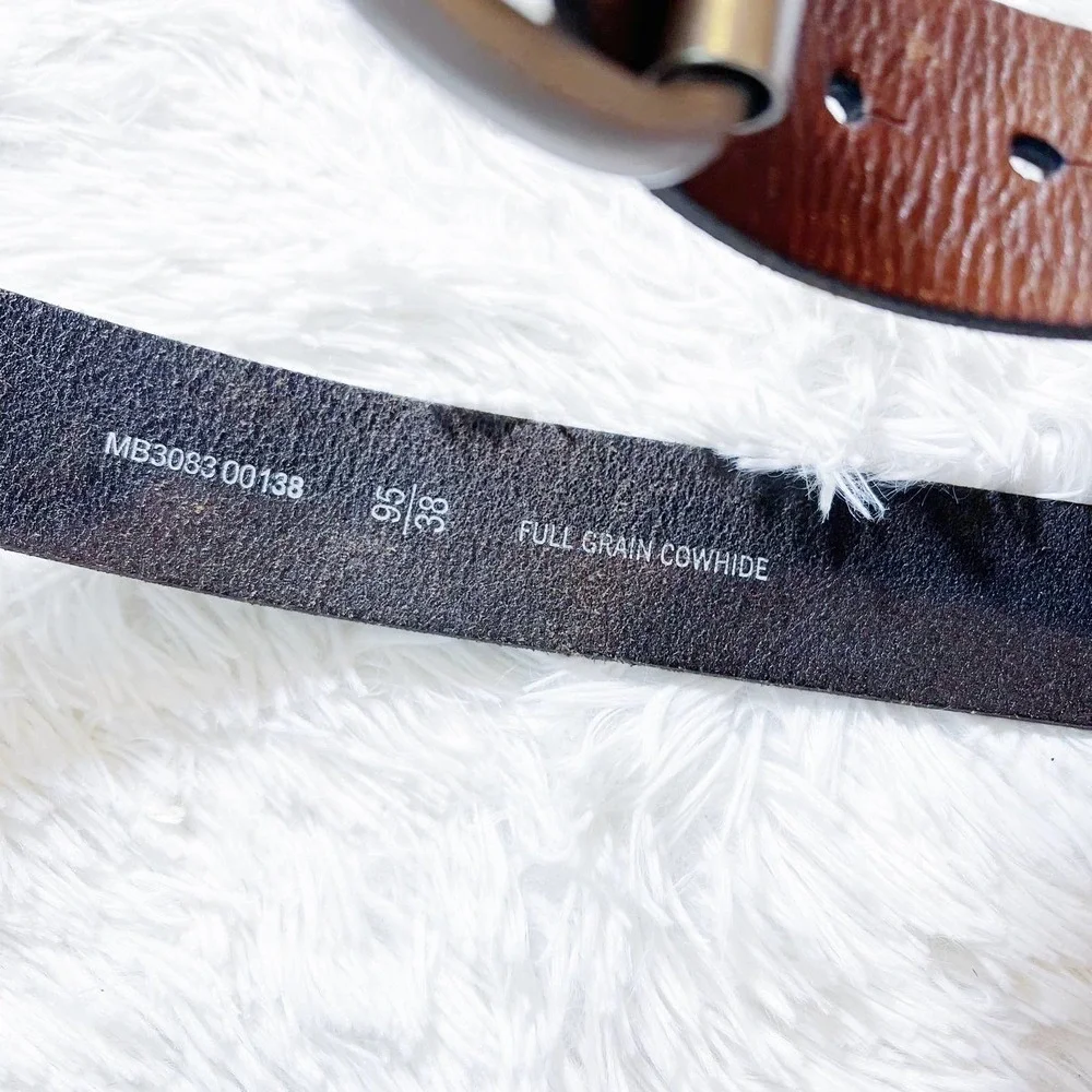 Fossil Brown Leather Belth with Silver Open Buckle Detailing